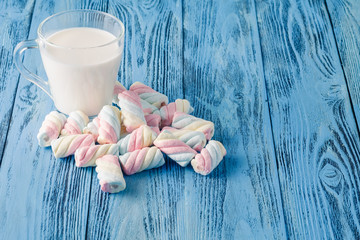 organic healthy food with milk and marshmallow