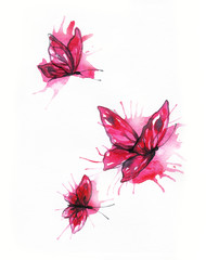 Abstrakte Schmetterlinge. aquarellillustration © Anna Ismagilova