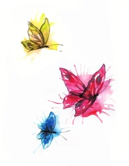 Gardinen Abstract butterflies. watercolor illustration © Anna Ismagilova