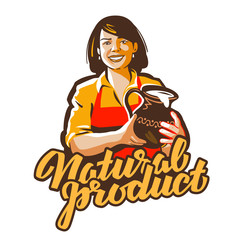 fresh milk vector logo. cream, yogurt or farmer icon