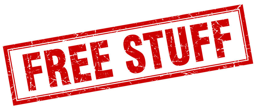 free stuff red grunge square stamp on white