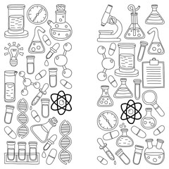 Chemistry Pharmacology Natural sciences Vector doodle set