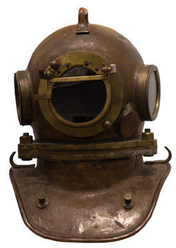 Old scuba gear isolated