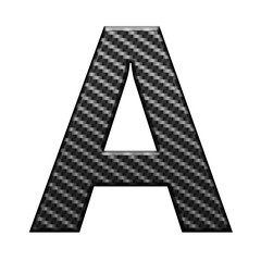 Carbon fiber english alphabet letter, isolated on white background