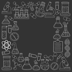 Chemistry Pharmacology Natural sciences Vector doodle set