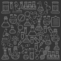 Chemistry Pharmacology Natural sciences Vector doodle set