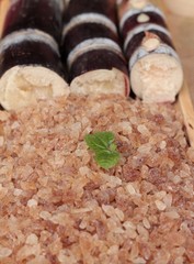 Cane sugar and fresh cane from nature.