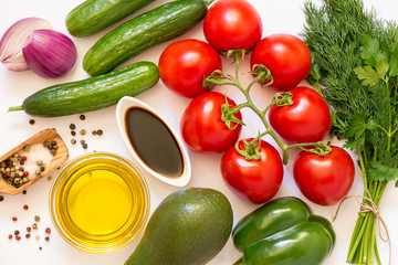 Fresh vegetable salad ingredients. 