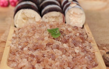 Cane sugar and fresh cane from nature.