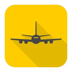 Flight of the plane icon with long shadow