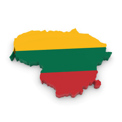 3D Illustration Map Outline of Lithuania with the Lithuanian Flag