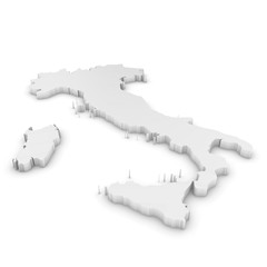 Fototapeta premium White 3D Illustration Map Outline of Italy Isolated on White
