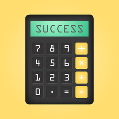 Black calculator with word Succes on display