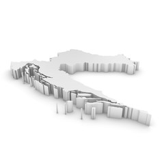 White 3D Illustration Map Outline of Croatia Isolated on White
