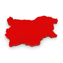 Fototapeta premium Red 3D Illustration Map Outline of Bulgaria Isolated on White