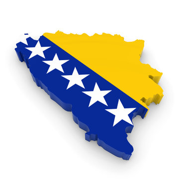 recommend clip art: 3D Illustration Map Outline of Bosnia and Herzegovina with the Bosnia and Herzegovinian Flag