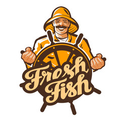 fisherman vector logo. fisher, angler or fishing icon