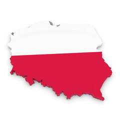 3D Illustration Map Outline of Poland with the Polish Flag