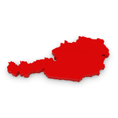 Red 3D Illustration Map Outline of Austria Isolated on White