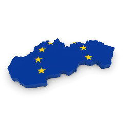 3D Illustration Map Outline of Slovakia with the European Union Flag