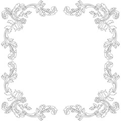 Vintage baroque frame scroll ornament engraving border floral retro pattern antique style acanthus foliage swirl decorative design element filigree calligraphy vector | damask - stock vector