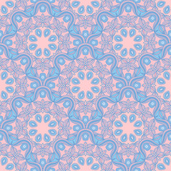 Seamless pattern with Mandalas. Vector ornaments in trendy colors of 2016 year