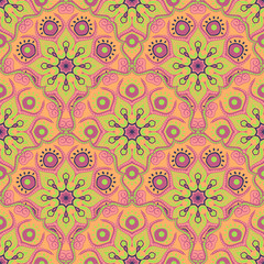 Seamless pattern with beautiful Mandalas. Vector illustration