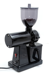 coffee grinder with coffee bean on white background