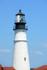 Portland Head Lighthouse and keepers' house in summer, Cape Elizabeth, Maine, USA