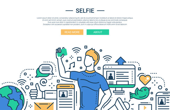 Selfie - line design website banner