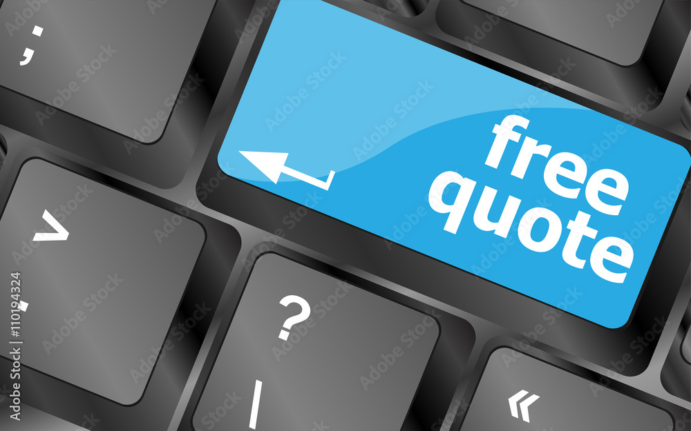 Poster keyboard with free quote button, business concept. keyboard keys icon button vector