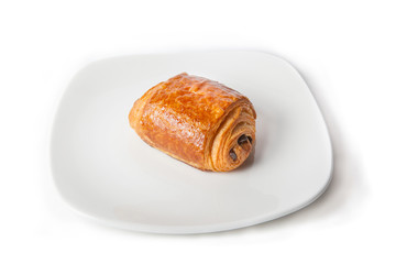 Baked roll on a plate