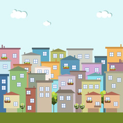 Colorful Houses For Rent / Sale. Real Estate Concept