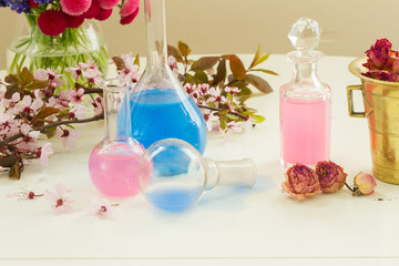 aromatherapy - dry flowers and potions