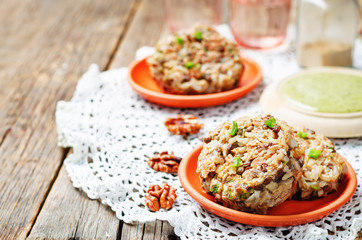 brown rice lentils walnuts spicy burgers