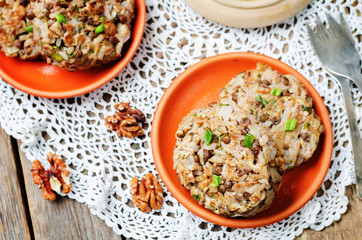 brown rice lentils walnuts spicy burgers
