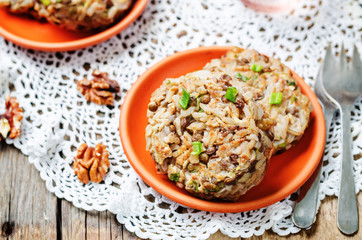 brown rice lentils walnuts spicy burgers