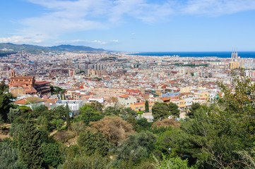 Fototapeta na wymiar Panoramic view from Guinardo Park in Barcelona, Spain