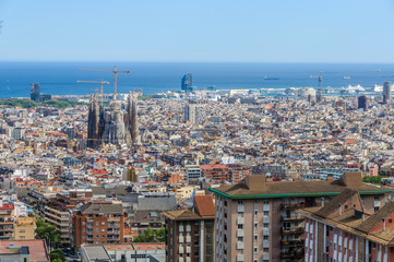Panoramic view from Turo del Rovira in Barcelona, Spain