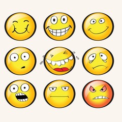 faces with emotions. vector.