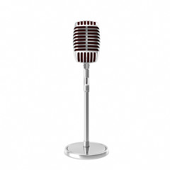 Chrome retro microphone isolated on white backgorund. 3d illustration