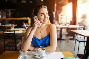Beautiful woman talking on cell phone