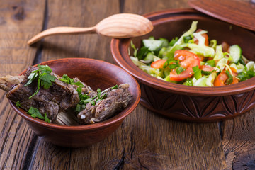 Roasted meat and vegetables