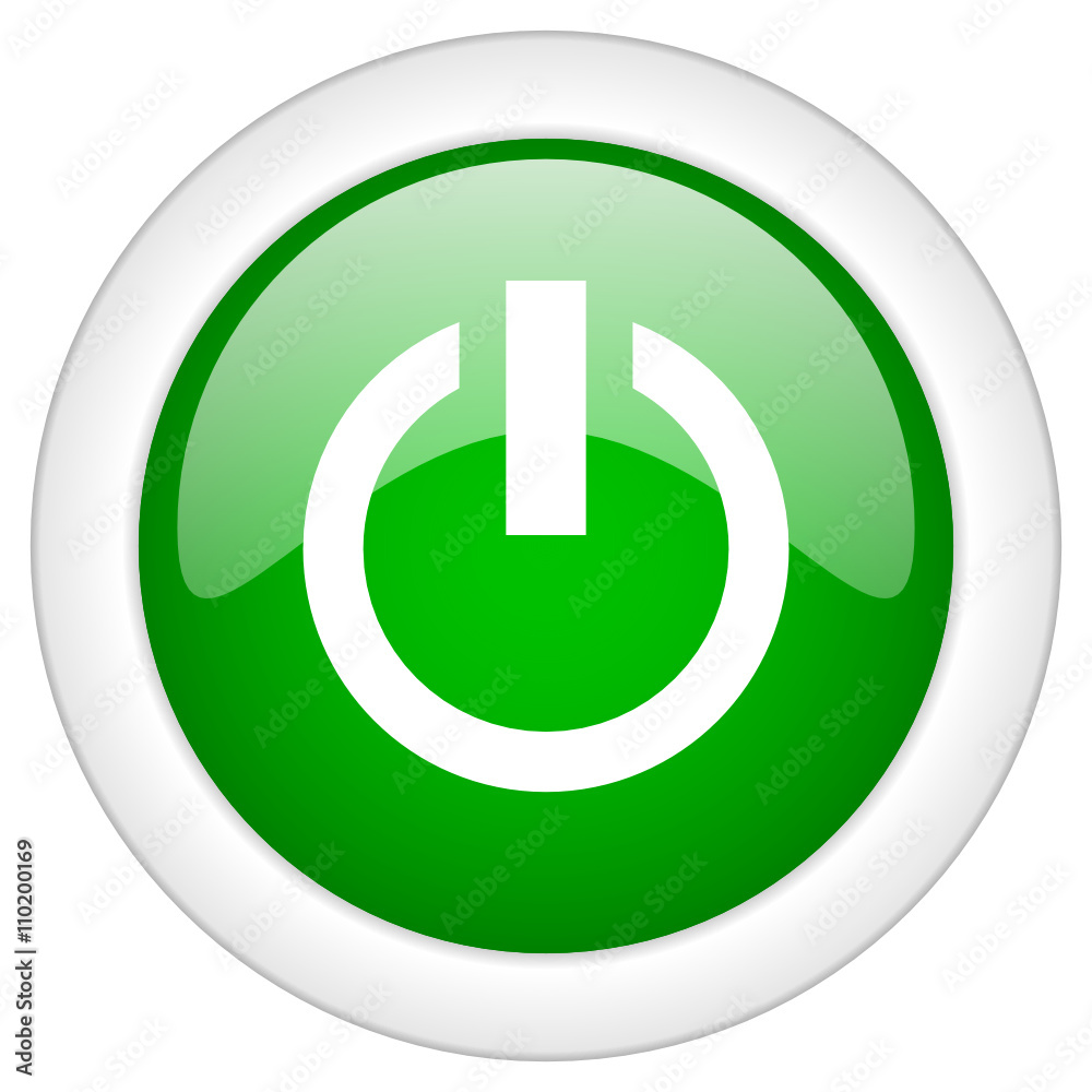 Poster power round glossy green vector icon on transparent background isolated