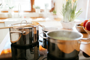 Lunch being made in modern kitchen