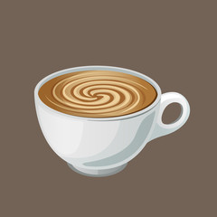 Чашка ароматного кофе каппучино с красивой молочной пенкой