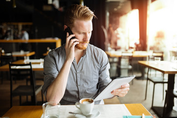 Businessman constantly working