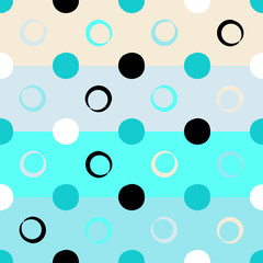 Seamless universal pattern. Polka dots, circles, strips