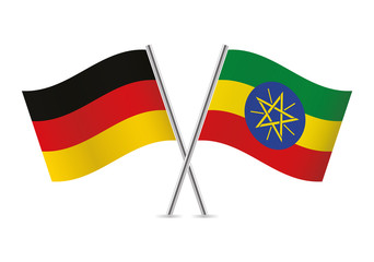 German and Ethiopian flags. Vector illustration.