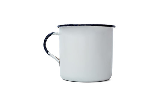 Realistic Classic Enamel Mug Isolated on White